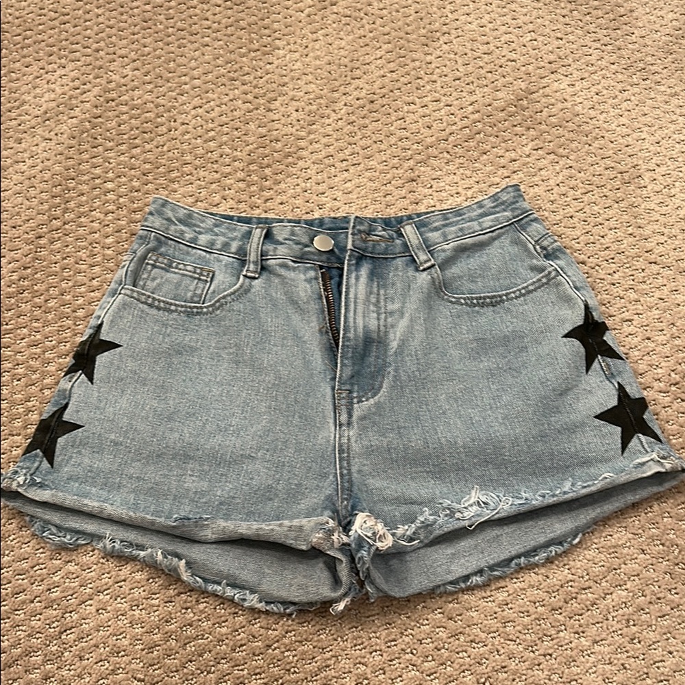 Denim Star-Embellished Women's Shorts